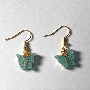 Glittery blue sparkle earrings